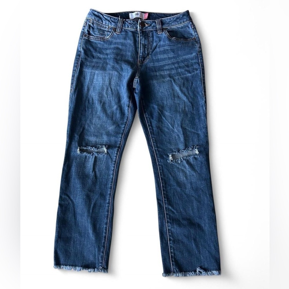 Cabi Women’s Cropped High Straight Leg Distressed Denim Jeans - Size 4